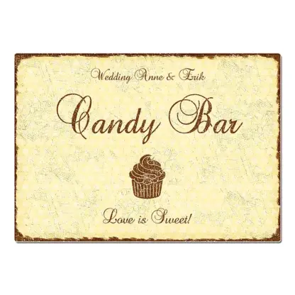 Hochzeitsdeko Schild Candy Bar - Format A3 gelb*