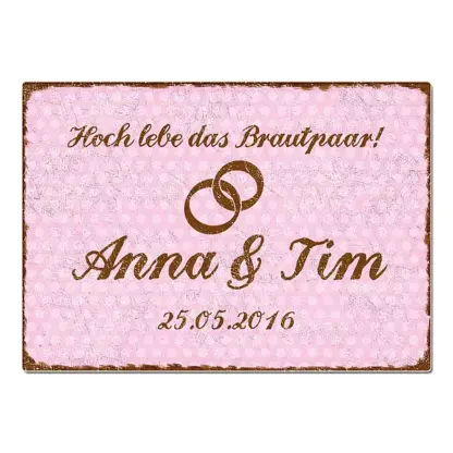 Hochzeitsgeschenk Schild "Hoch lebe das Brautpaar" - Format A3 rosa*