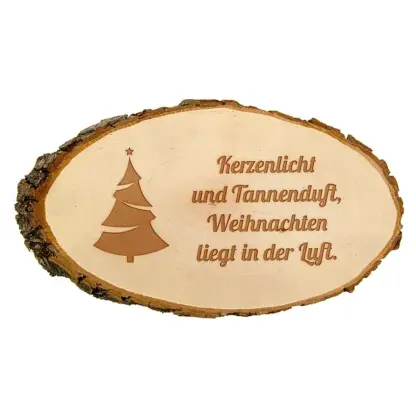 Holzrindenschild mit Gravur für Weihnachten*