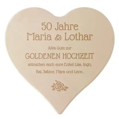 Schneidebrett mit Gravur als Geschenk zur "Goldenen Hochzeit" Größe: 24 x 24 cm*
