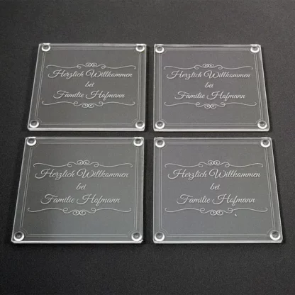 4er Set Untersetzer mit Namen aus Acryl 10 x 10cm*