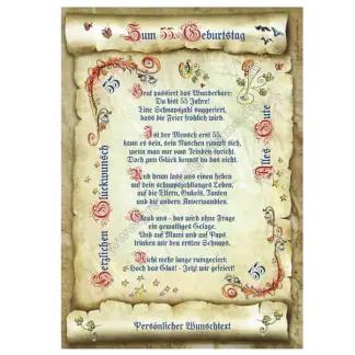 Urkunde zum 55. Geburtstag mit Ihrem Wunschtext*