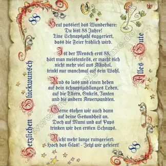 Urkunde zum 88. Geburtstag mit Ihrem Wunschtext*