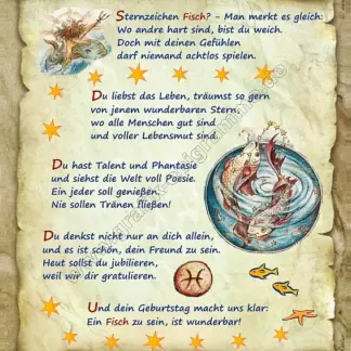 Urkunde zum Geburtstag - Sternzeichen Fische*