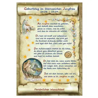 Urkunde zum Geburtstag - Sternzeichen Jungfrau*