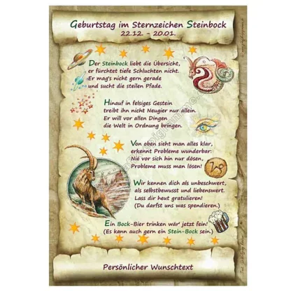 Urkunde zum Geburtstag - Sternzeichen Steinbock*