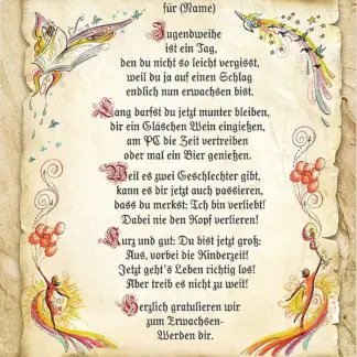 Urkunde zur Jugendweihe mit Ihrem Wunschtext*