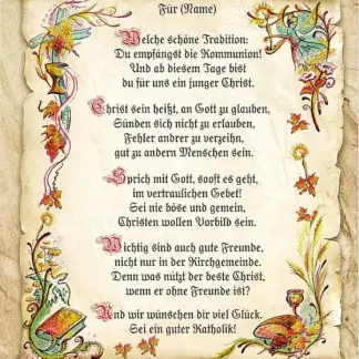 Urkunde zur Kommunion mit Ihrem Wunschtext*