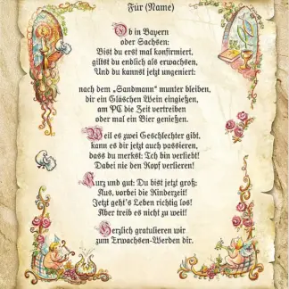 Urkunde zur Konfirmation mit Ihrem Wunschtext*