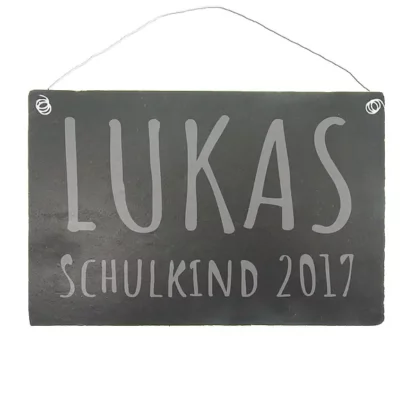 Personalisiertes Dekoschild aus Schiefer zum Schulanfang 30 x 20 cm*