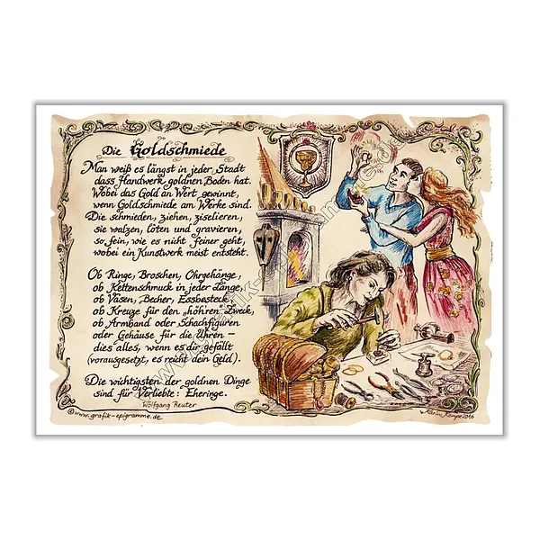 Zunftbild Goldschmiede auf Antikpapier im A4-Format*