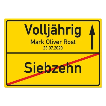 Geschenk zum 18. Geburtstag - Schild A3 | Desgin Ortsschild*