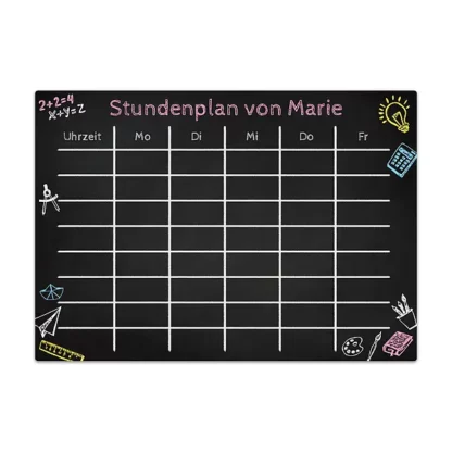 Chalkboard "Stundenplan" A4 mit Wunschtext und inkl. Kreidemarker - für Mädchen*