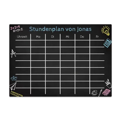 Chalkboard "Stundenplan" A4 mit Wunschtext und inkl. Kreidemarker - für Jungen*