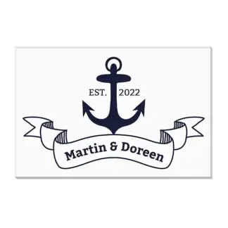 Maritime Acrylplatte zur Hochzeit mit Anker, Namen und Datum Variante 2 - Querformat*