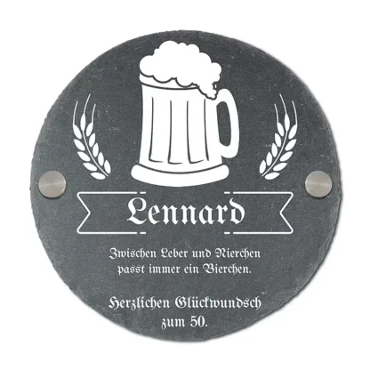 Rundes Schieferschild zum Geburtstag | Bierkrug*