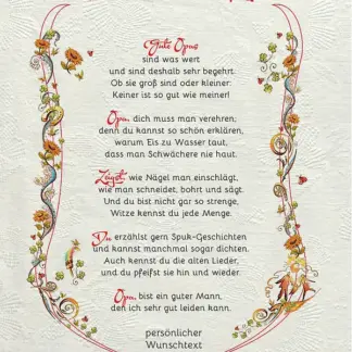 Urkunde für den geliebten Opa mit Wunschtext - modern*
