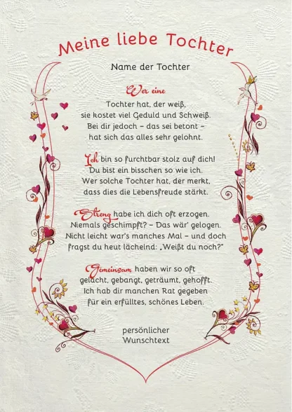 Auszeichnung für die liebe Tochter - modern*