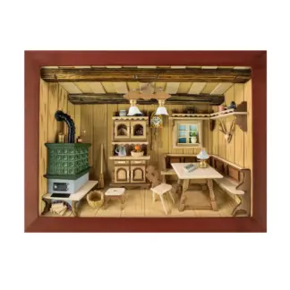 3D-Wandbild aus Holz Kaminzimmer*