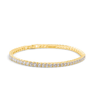 AMOONIC Damen Tennisarmband Match aus Silber 925 Gelbgold vergoldet mit Zirkoniasteinen - Armband mit Gravur für Namen - Perfektes Geschenk für Sie*