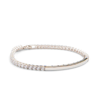 AMOONIC Damen Tennisarmband Serena aus 925er Silber mit Zirkonias - Personalisierbares Identarmband - Frauen Armkette als Geschenk für Sie*