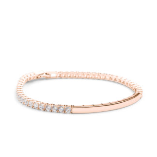 AMOONIC Damen Tennisarmband Serena aus Rosegold vergoldetem Silber 925 mit Zirkonias - Personalisierbares Identarmband - Frauen Armkette als Geschenk*