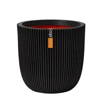 Blumentopf Kugel Groove schwarz | 35x34 cm*