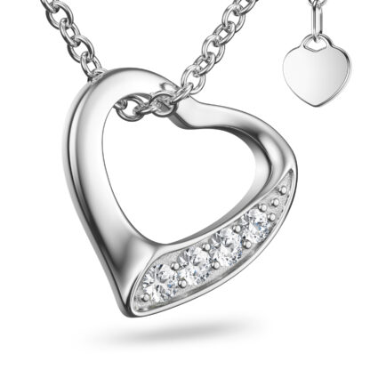 Damenkette Herz *PREMIUM ETUI* Kette Herzkette Silber 925 Freundin Frau Damen Geschenkidee Halskette Zirkonia Herz-Anhänger Geschenk 18 20 25 30 35*