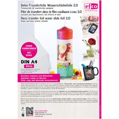 Deko-Transferfolie Wasserschiebefolie 2.0 A4 weiß 1 Stück*