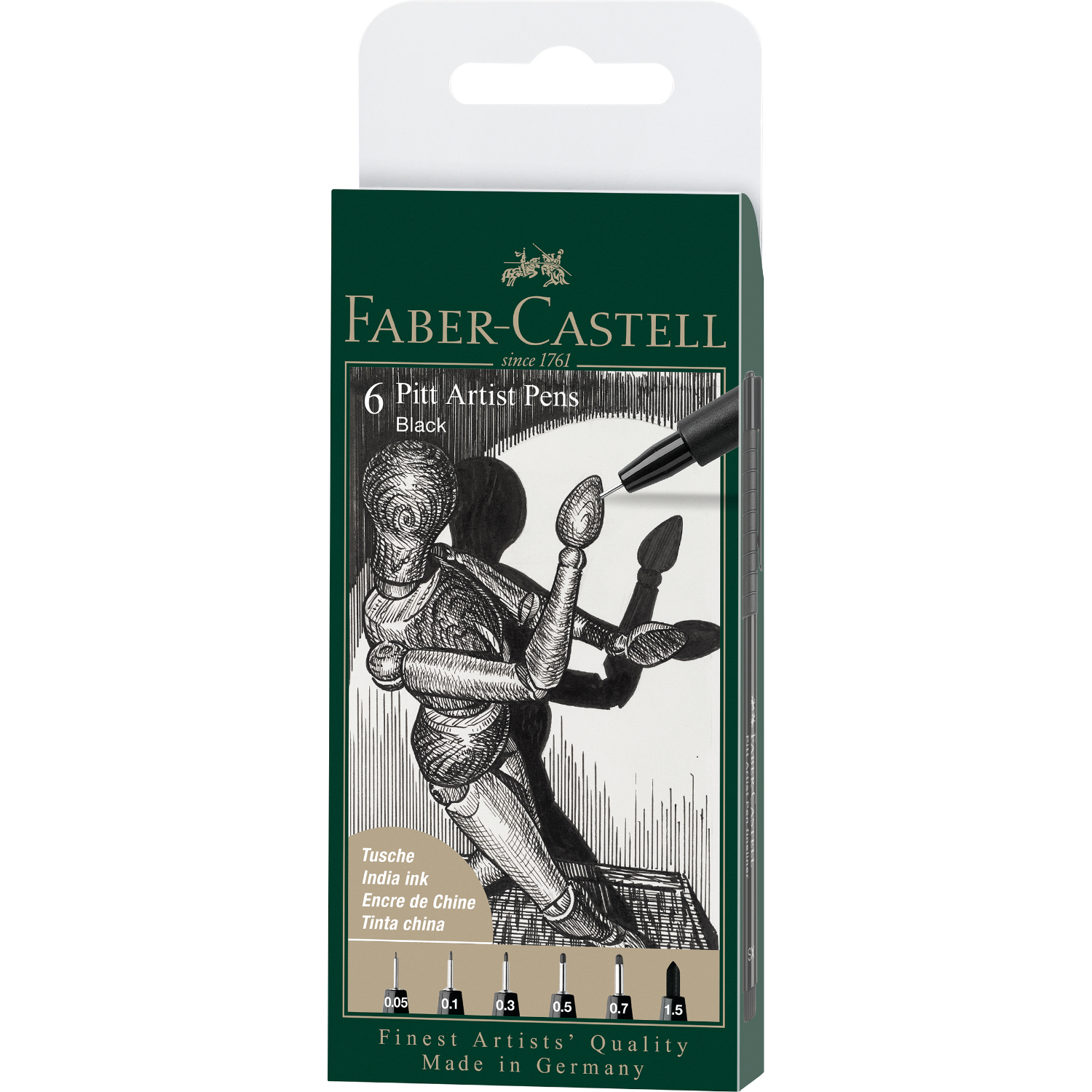 Faber Castell Pitt Artist Pen Tuschestift Set Schwarz Schwarz*