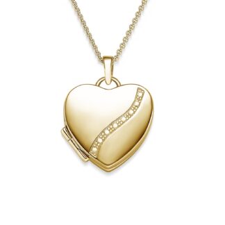 Herzkette Herz Medaillon (Gelbgold) Amulett zum öffnen Herzanhänger zum aufklappen Medaillon mit Bild Geschenk Frau Freundin Mama Tochter, Schmuck*
