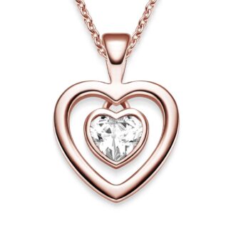Herzkette Rosegold *inklusive Schmuck Etui* Herzanhänger mit Zirkonia Halskette Damen Herz Rose Kette vergoldet Halskette für Freundin Geschenke Frau*