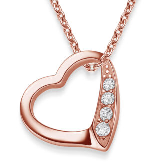 Herzkette Rosegold vergoldet Halskette Damen Herz Rosegold vergoldet Herzanhänger mit Zirkonia vergoldet echte Kette Silber 925 Geschenk Freundin Mama*