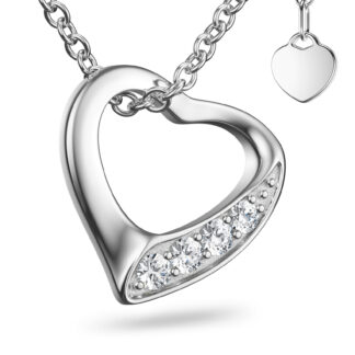 Herzkette Silber mit Steinchen Halskette Damen Silber mit Anhänger Geschenk Frau Geburtstagsageschenk Herzanhänger Silber 925 Kette mit Herzanhänger*
