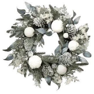 Künstlicher Tannenkranz - Emmanuelle | 60 cm, Weihnachten, weiß*