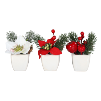 Künstliches Weihnachts-Arrangement - Brisu | 3 Stück | in weißer Schale*
