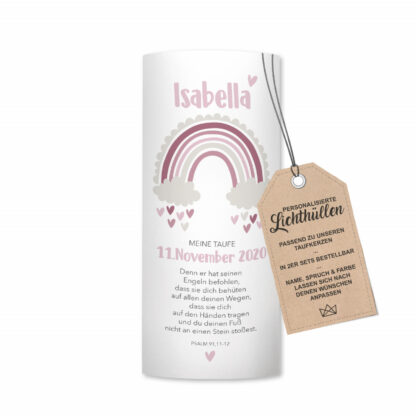Lichthülle Taufe Regenbogen Motiv Isabella "2 Stück"*
