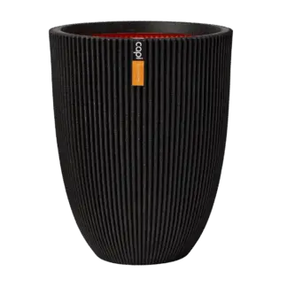 Pflanzkübel elegant niedrig Groove schwarz | 46x58 cm*