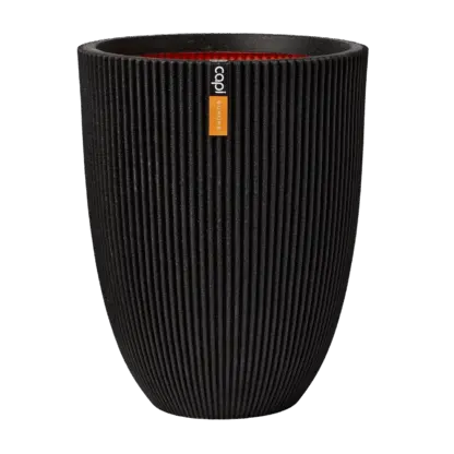 Pflanzkübel elegant niedrig Groove schwarz | 46x58 cm*