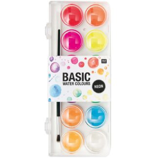 Rico Design Basic Neon Water Colours Wasserfarbkasten 12 Farben Mehrfarbig*
