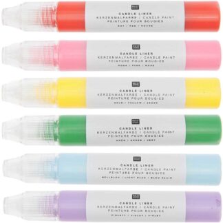 Rico Design Candle Liner Kerzenmalfarbe Set Regenbogen 6 Stück à 30ml*