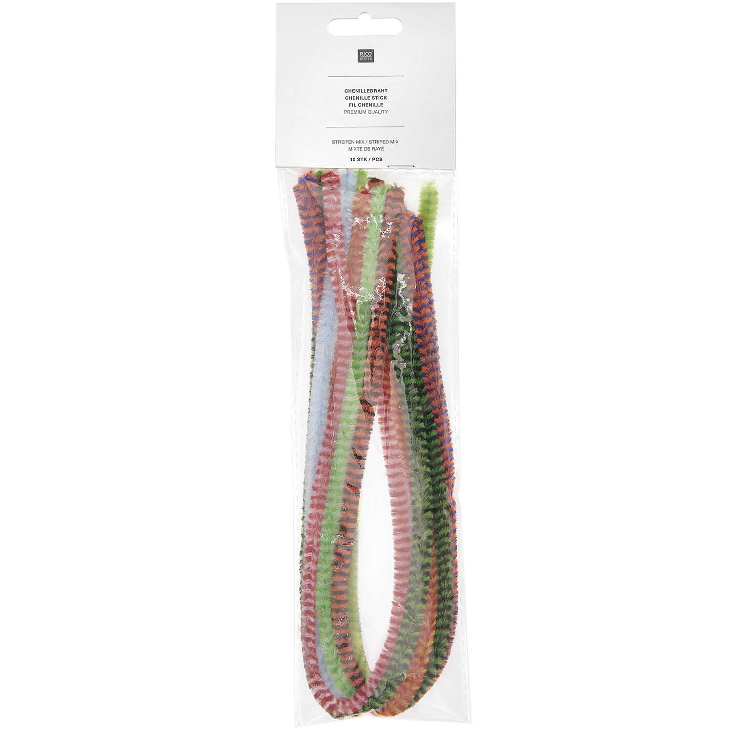 Rico Design Chenilledraht-Mix 50cm 10 Stück Streifen Mix*
