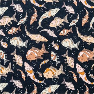 Rico Design Druckstoff Jardin Japonais Kois dunkelblau 50x140cm*