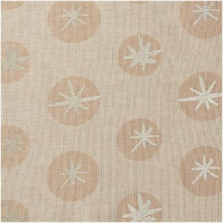 Rico Design Druckstoff Leinenoptik Schneeflocken natur-gold 140cm*