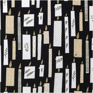 Rico Design Druckstoff Nostalgic Christmas Kerzen schwarz-gold 50x140cm*