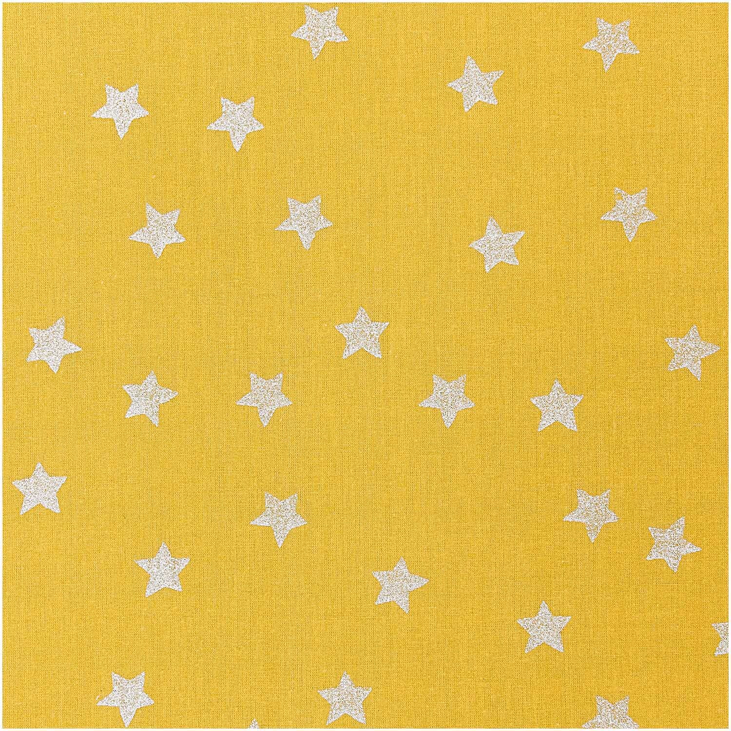 Rico Design Druckstoff Nostalgic Christmas Sterne senf-metallic 140cm*