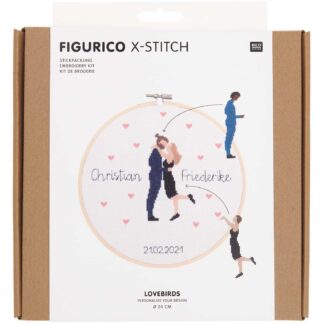 Rico Design Figurico Stickpackung Lovebirds 20cm*