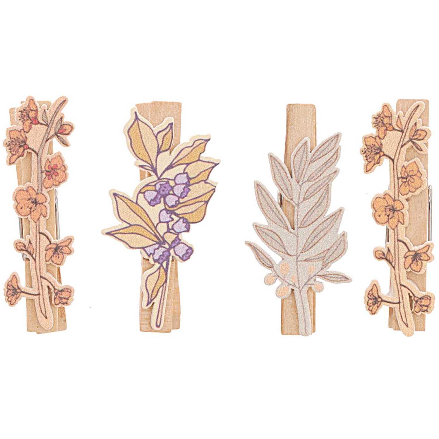 Rico Design Holzclips Blumen Mix bunt 4,8cm 4 Stück*