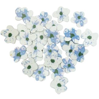 Rico Design Holzstreu Blüten Mix blau 24 Stück*