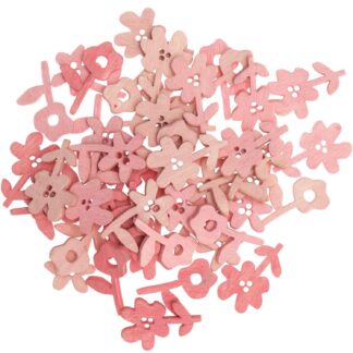 Rico Design Holzstreu Blume 48 Stück Rosa Mix*